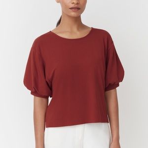 Cuyana Balloon Sleeve Tee in Brick Size Medium